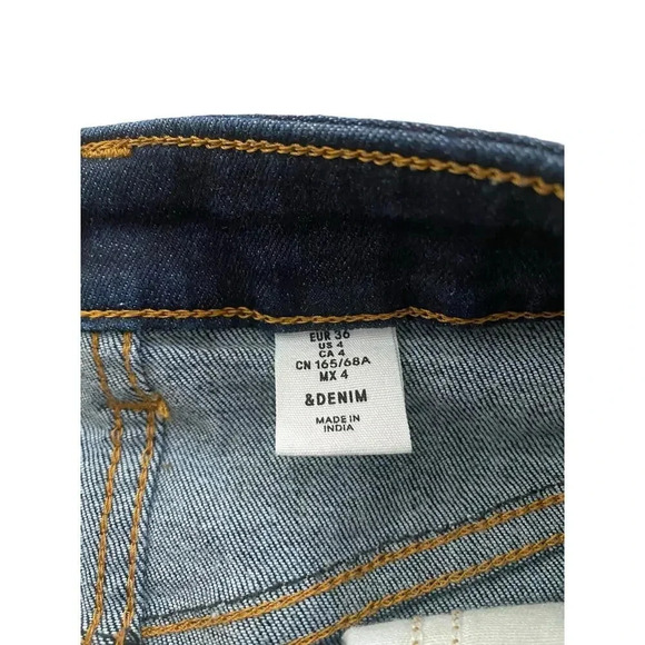 H&M & Denim Blue Knee Length Zipper Straight Stretch Front Jean Skirt Size 4 - Picture 4 of 8